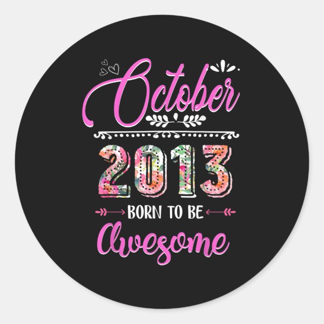 Sticker Rond Cadeaux de 9 ans 9e anniversaire fille fantastique (Devant)