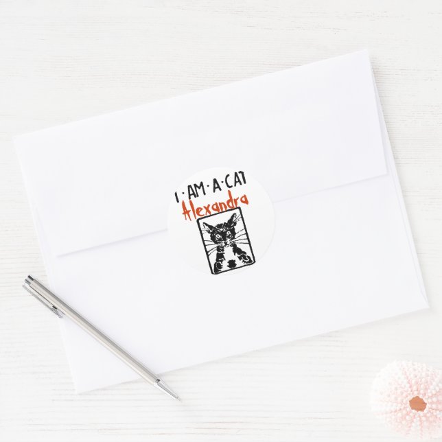 Sticker Rond Cadeaux de chats noirs (Enveloppe)