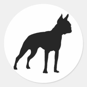 Sticker Rond Cadeaux de chiens de Boston Terrier (noir)