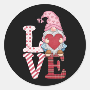 Sticker Rond Cadeaux de couple d'amour de gnome de la Saint-Val
