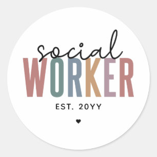 Sticker Rond Cadeaux de diplôme d'un travailleur social personn