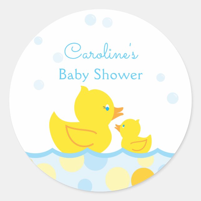 Sticker Rond Cadeaux de fête pour bébé Canard en Caoutchouc (Devant)