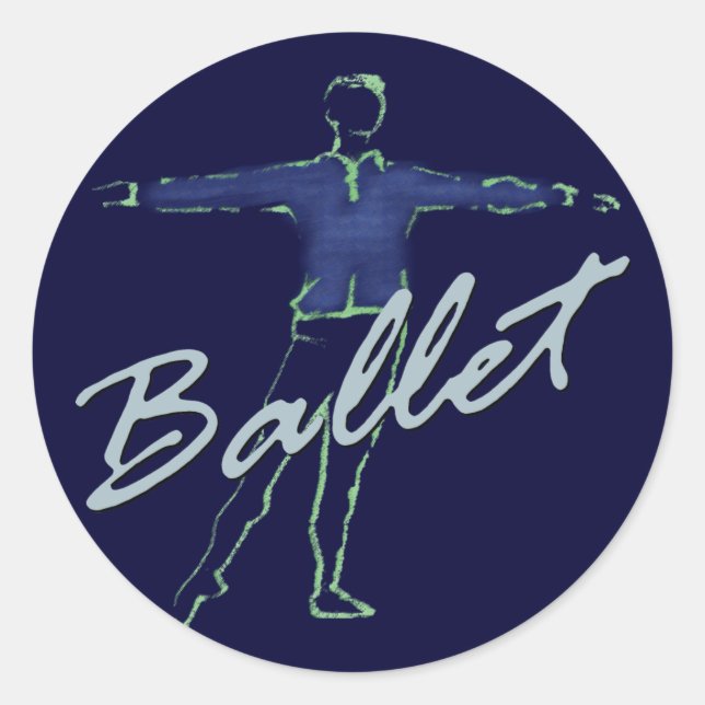 Sticker Rond Cadeaux de garçons de ballet pour danseurs (Devant)