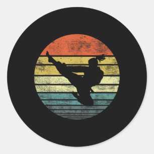 Sticker Rond Cadeaux de karaté Prof de Taekwondo drôle Rétro Vi