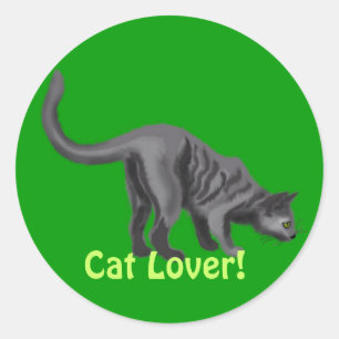 Sticker Rond Cadeaux de lover de chat gris Tabby