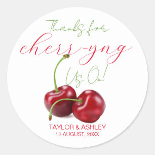 Sticker Rond Cadeaux de mariage aux fruits de cerise qui nous e