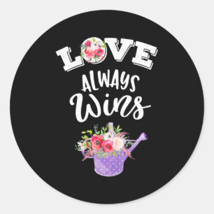 Sticker Rond Cadeaux de mariage L'amour gagne toujours