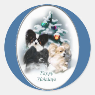 Sticker Rond Cadeaux de Noël Papillon
