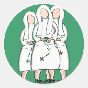 Sticker Rond Cadeaux de nonnes conception de "trois soeurs