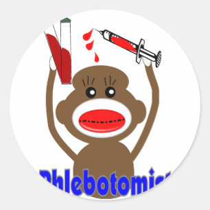 Sticker Rond Cadeaux de Phlebotomist de singe de