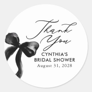 Sticker Rond Cadeaux de Remerciement pour Baby Shower Black Bow