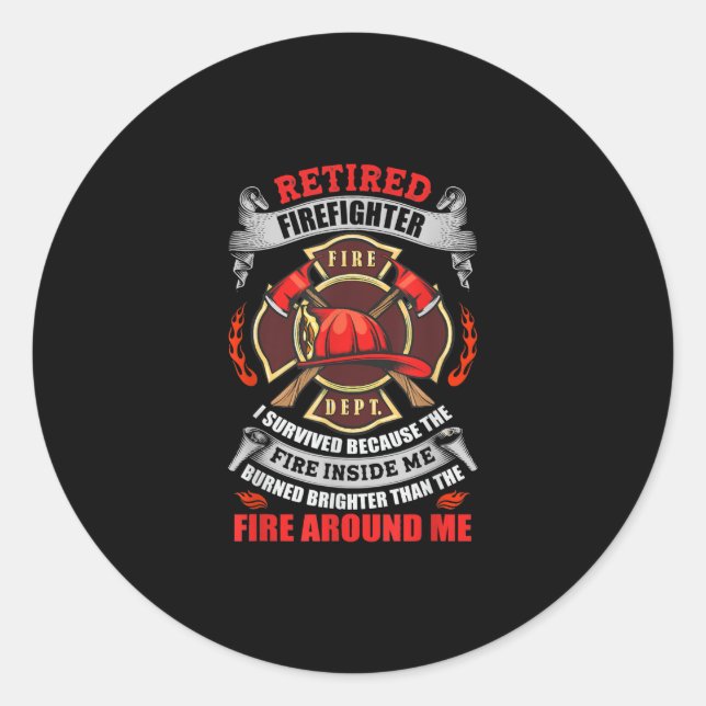 Sticker Rond Cadeaux De Retraite Des Pompiers Pour Hommes 2021  (Devant)