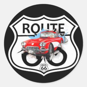 Sticker Rond Cadeaux de signe de l'itinéraire 66