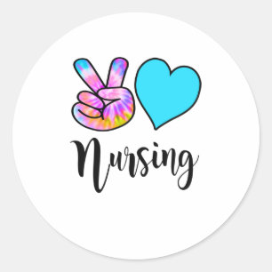 Sticker Rond Cadeaux de soins infirmiers amusants Paix Amour So