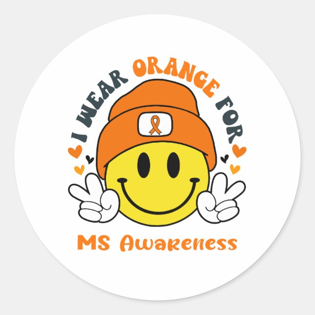 Sticker Rond Cadeaux de soutien au ruban de sensibilisation MS (Devant)