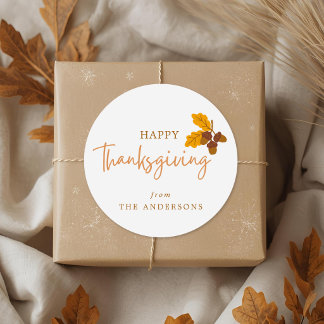 Sticker Rond Cadeaux de Thanksgiving Cônes de pin d'automne