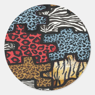 Sticker Rond Cadeaux d'impression de puzzle RAB Rockabilly Léop