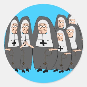 Sticker Rond Cadeaux drôles de "grosses nonnes" pour toute