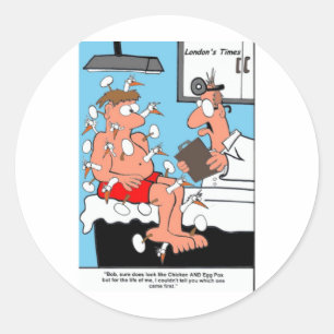 Sticker Rond Cadeaux drôles de varicelle pour poulet et œuf T-s