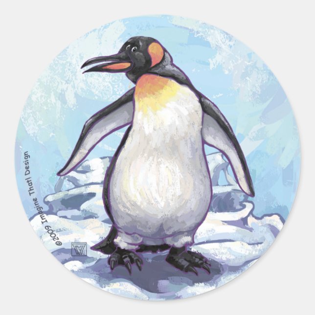 Sticker Rond Cadeaux et accessoires de pingouin (Devant)