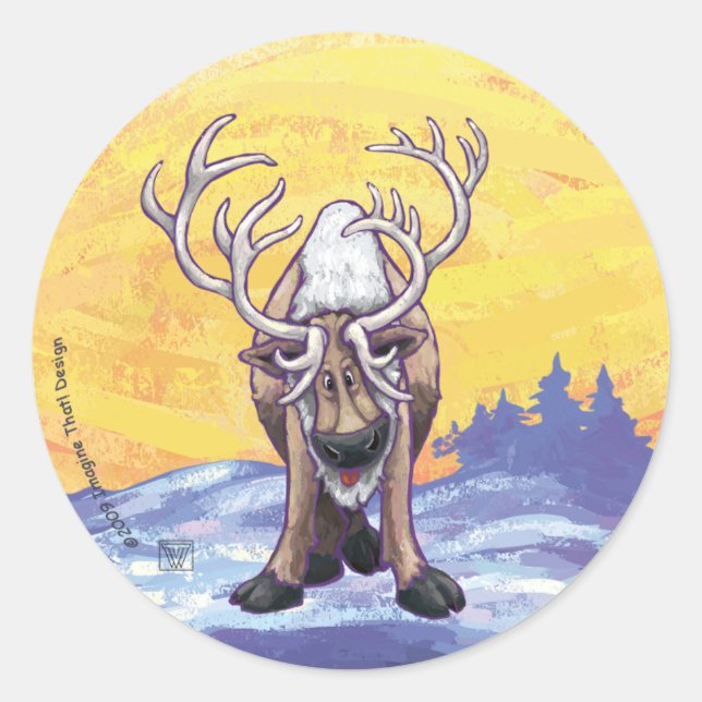 Sticker Rond Cadeaux et accessoires de rennes (Devant)