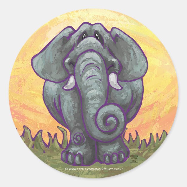Sticker Rond Cadeaux et accessoires éléphants (Devant)