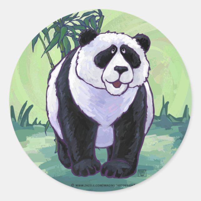 Sticker Rond Cadeaux et accessoires pour ours Panda (Devant)