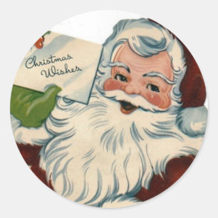 Sticker Rond Cadeaux faciaux vintages du Père Noël