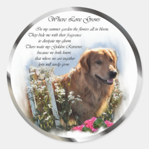Sticker Rond Cadeaux Golden Retriever