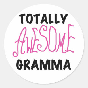 Sticker Rond Cadeaux Gramma Rose entièrement génial
