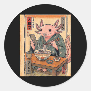 Sticker Rond Cadeaux japonais rétro drôles de l'axolotl mangean