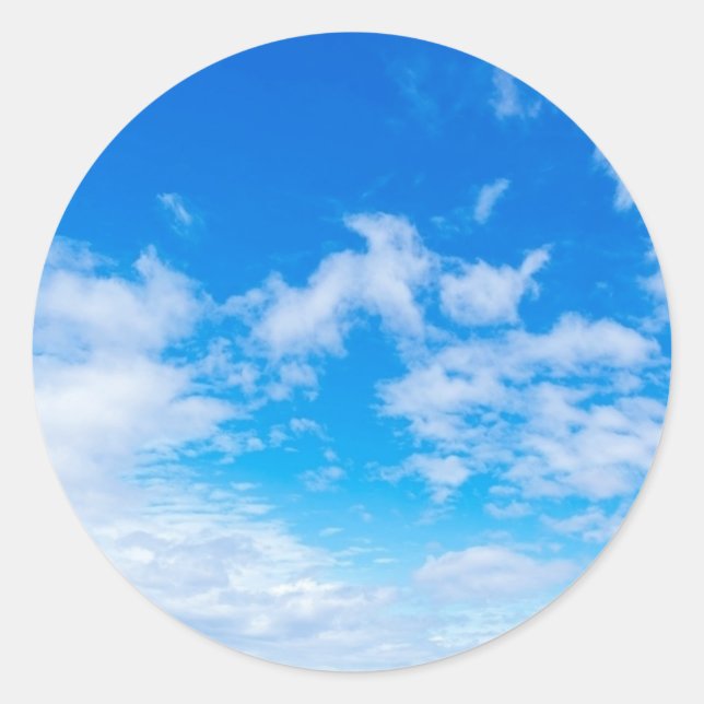 Sticker Rond Cadeaux Motifs Blue Sky Clouds (Devant)