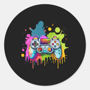 Sticker Rond Cadeaux Pour Joueurs Peinture Manette Vêtements de