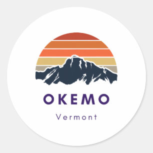 Sticker Rond Cadeaux pour skieurs et snowboardeurs d'Okemo Verm