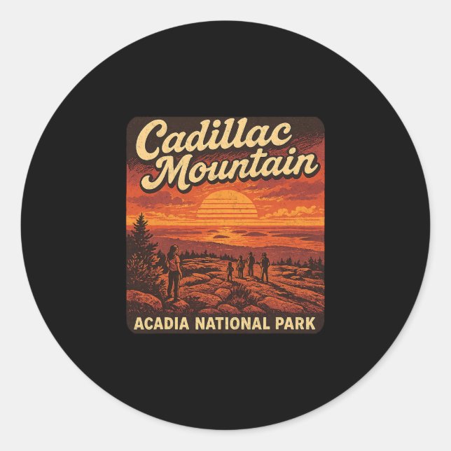 Sticker Rond Cadillac Mountain Sunrise Maine Acadia National Pa (Devant)