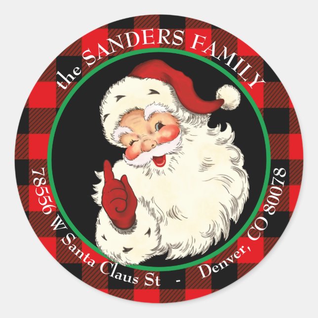 Sticker Rond Cadre à carreaux buffle Saint-Nicolas classique fa (Devant)