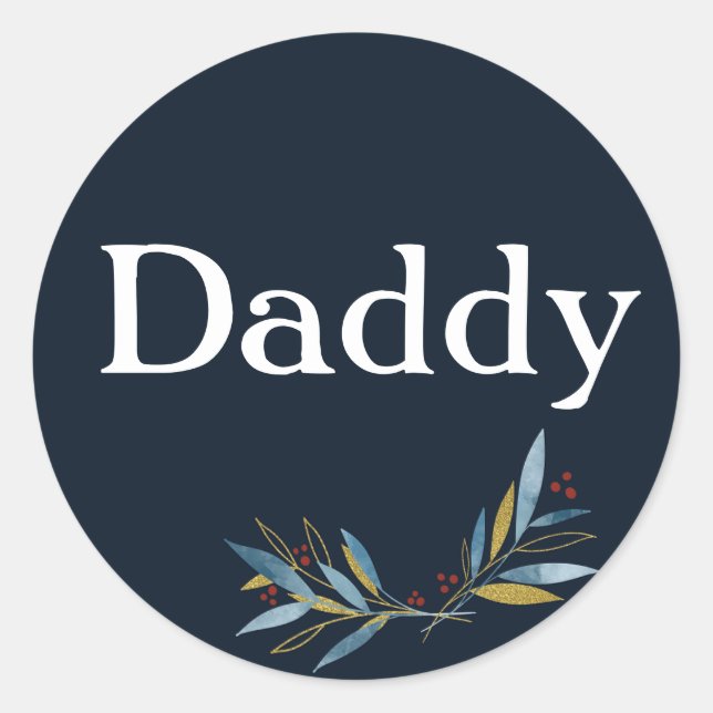 Sticker Rond Cadre arrondi papa personnalisé avec Bouquet de br (Devant)