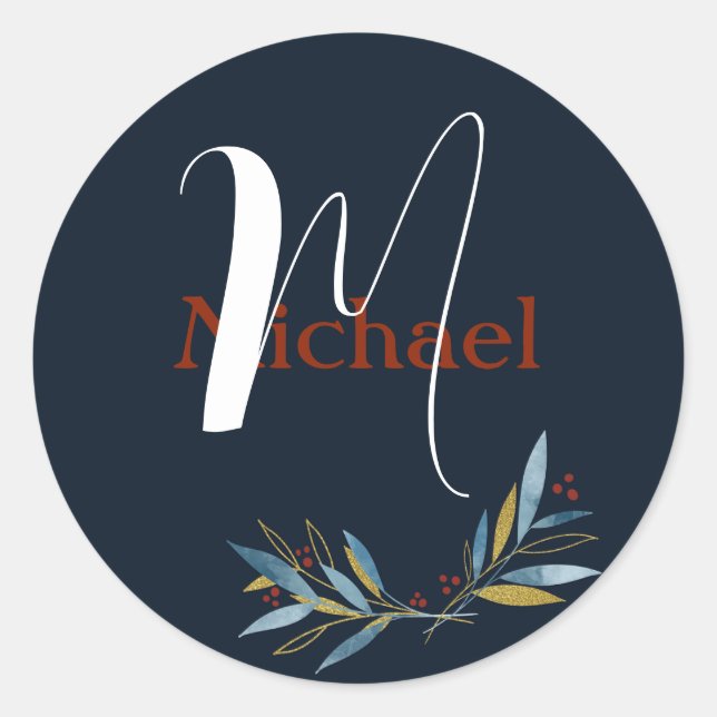 Sticker Rond Cadre arrondi personnalisé avec Bouquet de branche (Devant)