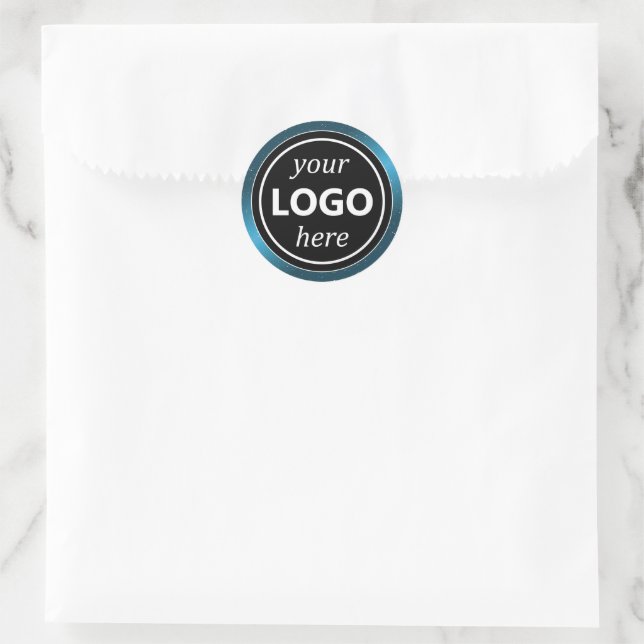 Sticker Rond Cadre bleu noir de luxe Ajouter Logo Modèle modern (Sac)