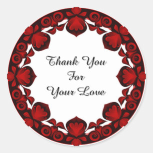 Sticker Rond Cadre circulaire floral rouge