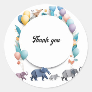 Sticker Rond Cadre de célébration des éléphants lunaires
