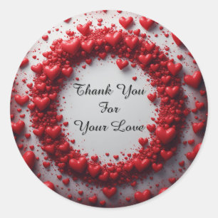 Sticker Rond Cadre de cœur rouge avec cœurs flottants