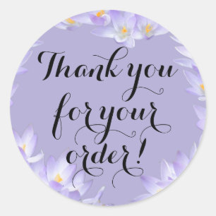 Sticker Rond Cadre de fleur violet lilas Romantique Cute Merci
