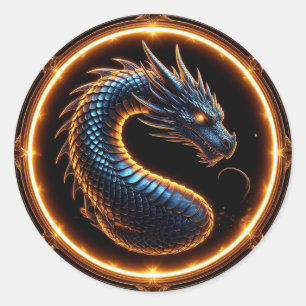 Sticker Rond ✨ Cadre de l'emblème de l'anneau de crête de drago