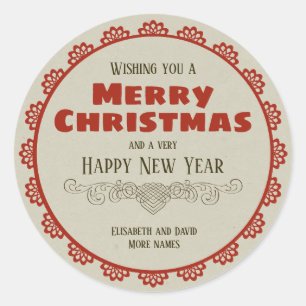 Sticker Rond Cadre de Noël Vintage Décor Calligraphique CC0943
