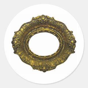Sticker Rond Cadre de tableau antique d'or