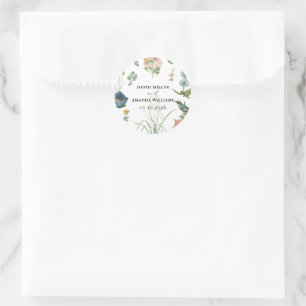 Sticker Rond Cadre Fleur sauvage Secret Garden
