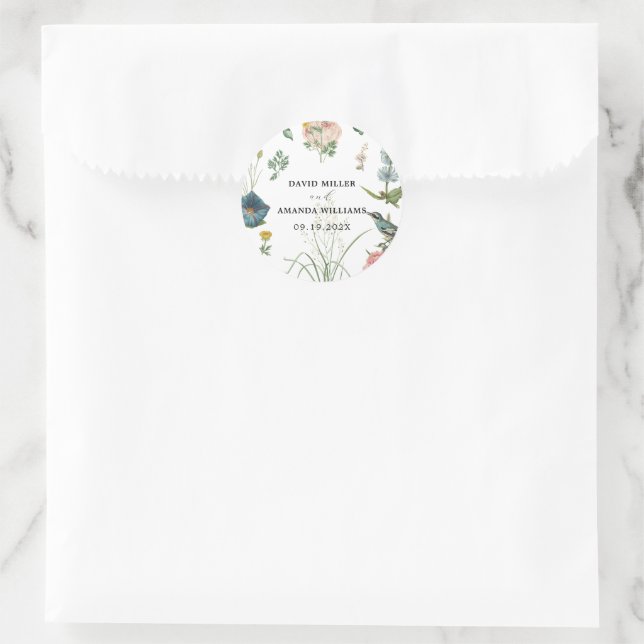 Sticker Rond Cadre Fleur sauvage Secret Garden (Sac)