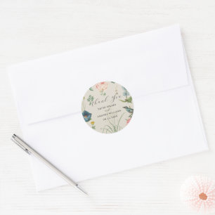 Sticker Rond Cadre Fleur sauvage Secret Garden