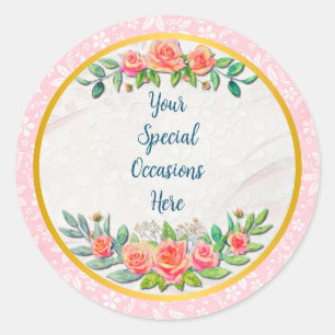 Sticker Rond Cadre floral élégant : pour chaque occasion Classi